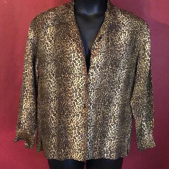 FY2 SILK ANIMAL PRINT BLOUSE SIZE M - Picture 1 of 4